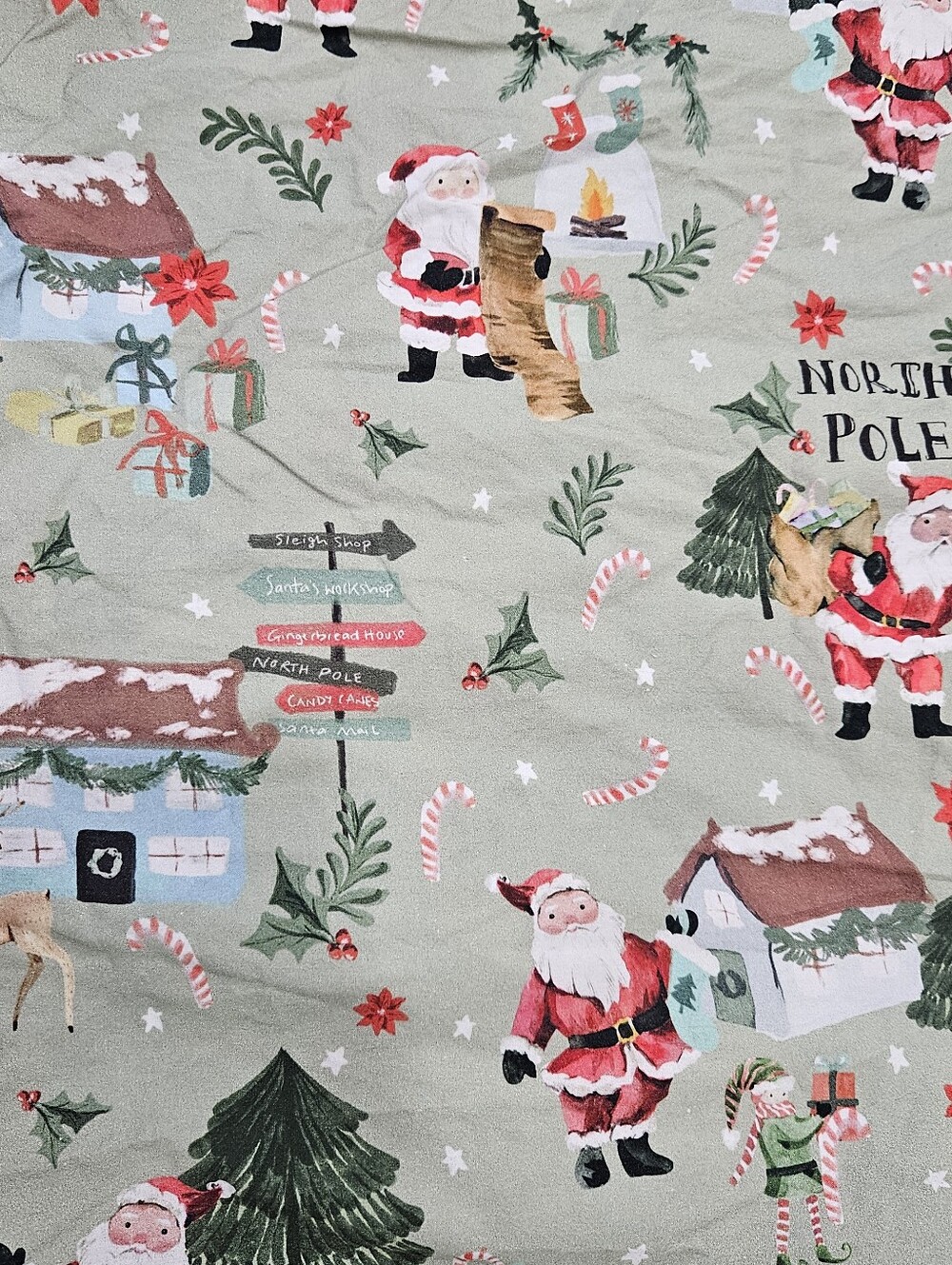 Pottery Barn Kids Candy Cane Village Fitted Crib Sheet Organic Cotton Christmas